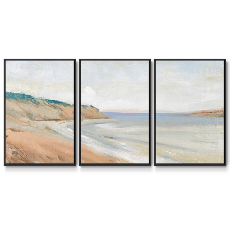 Étude de rivage I 3 pièces, Noir, H 40 po x l 78 po x P 2 po