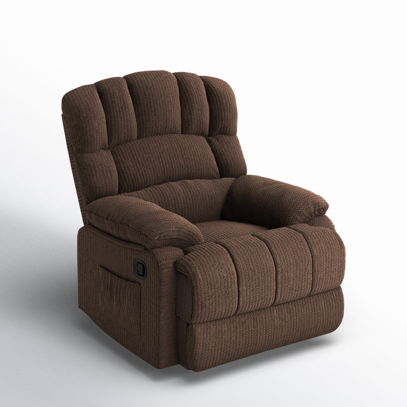 Fauteuil inclinable berçant et pivotant manuel de 39,7 po Breasha, Polyester brun foncé
