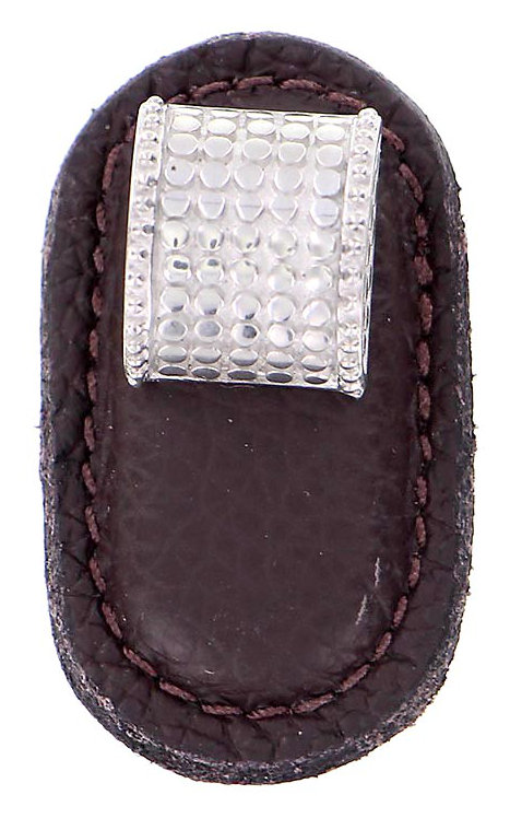 Tiziano Rectangular Knob, Polished Nickel, Brown