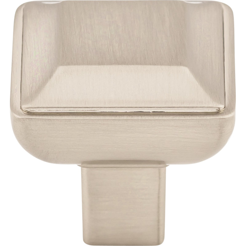Podium Square Knob, 1 1/8" Length, Brushed Satin Nickel