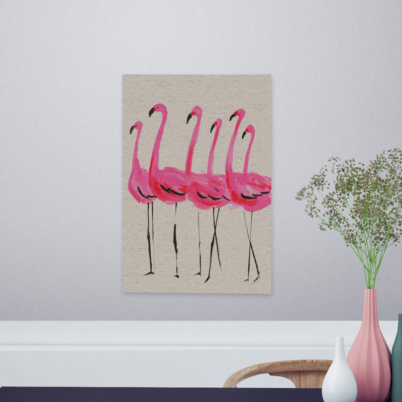 Flamants Roses - Wrapped Canvas Painting, 76cm H x 51cm W