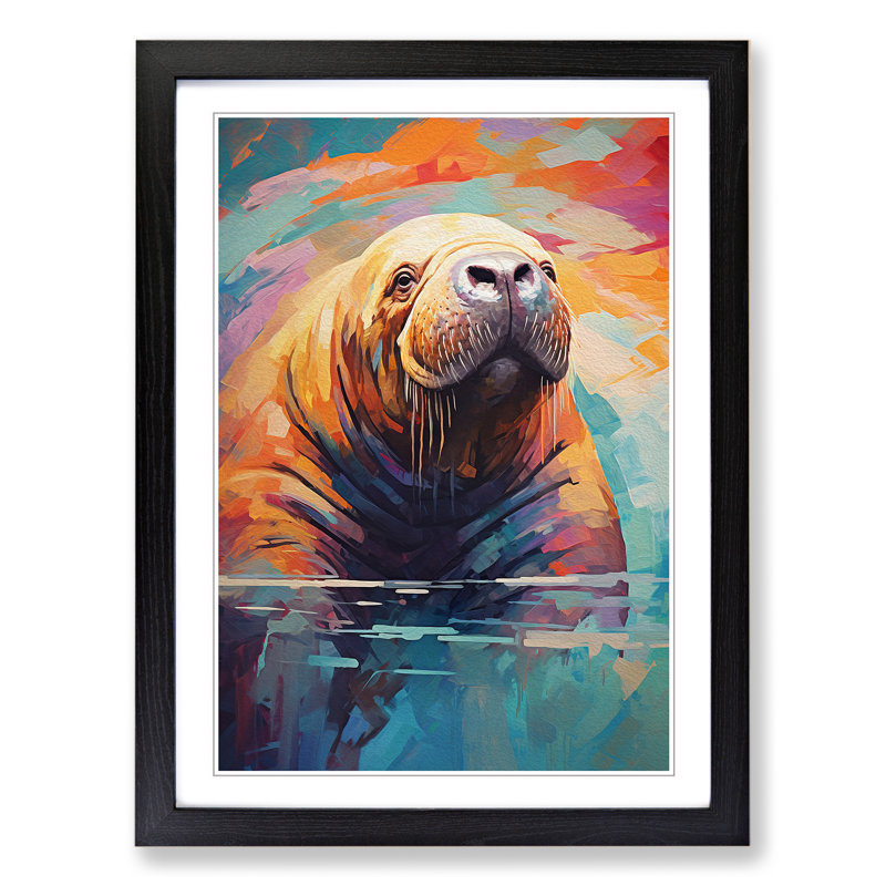 Walrus Abstract - Framed Print, 46cm H x 34cm W x 2cm D, Black