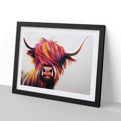 XH1022-9568X Vibrant Highland Cow Abstract - Single Picture Frame Print