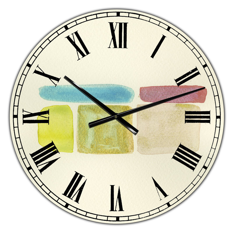 Horloge murale cubique surdimensionnée Cubist Color Composition II, Petit
