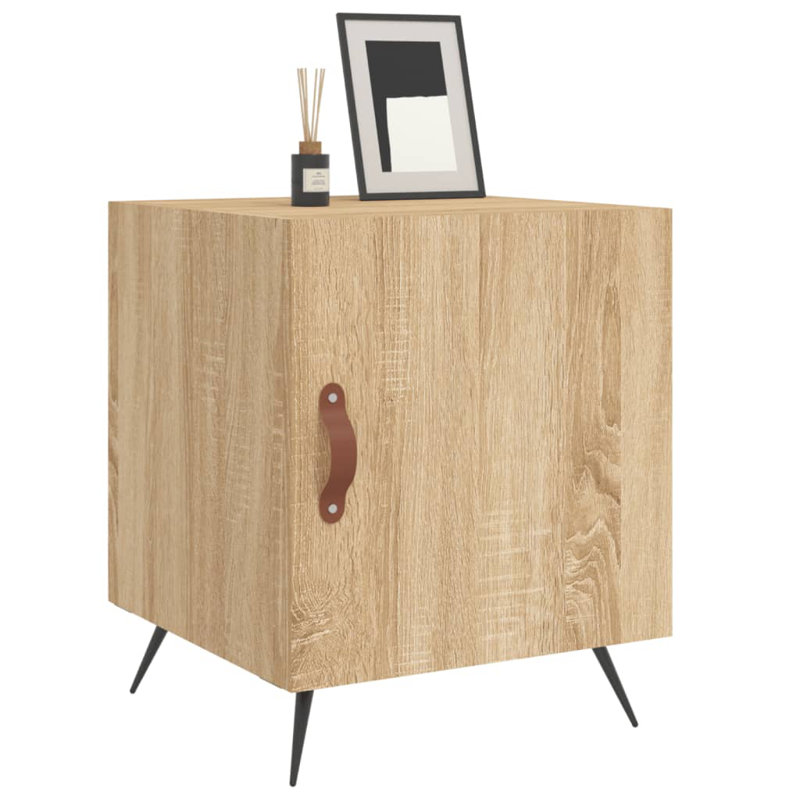 Edgecumbe 40cm W Iron Bedside Table, Sonoma Oak