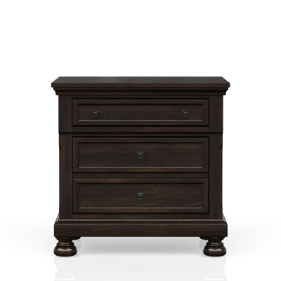 Table de chevet élégante à deux tiroirs cerisier foncé