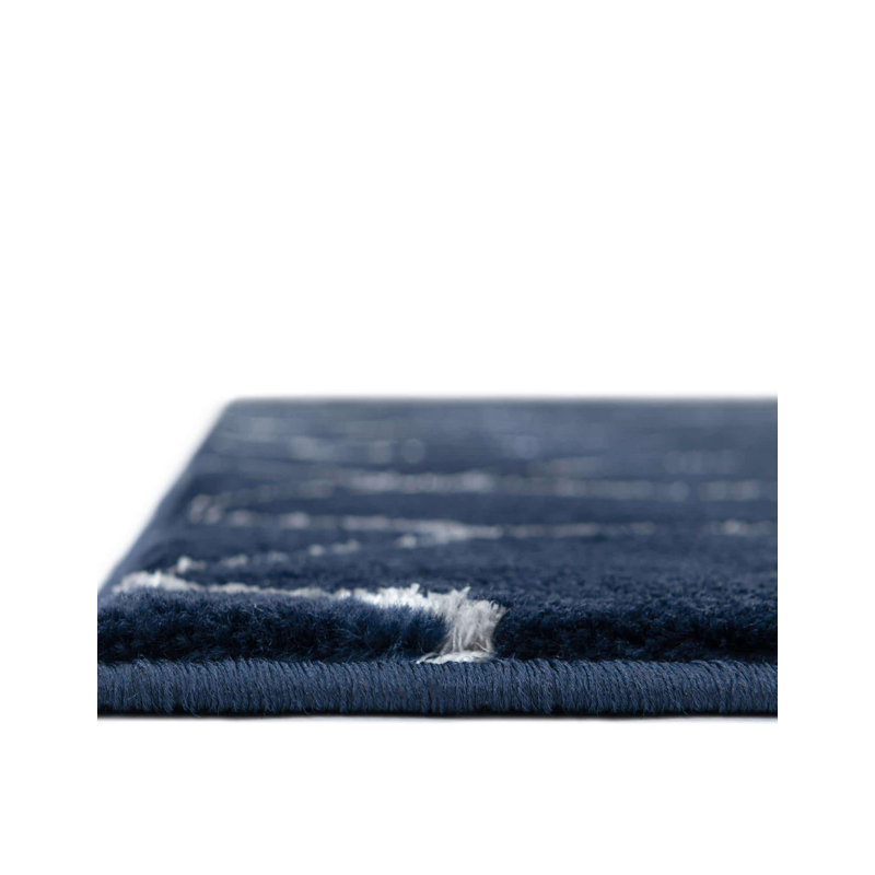 Tapis bleu marine / argent Glam, Tapis de couloir 2 pi x 10 pi