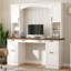 Bureau d'ordinateur arqué avec tablette, station de recharge, plateau pour clavier et tiroir-1600800388