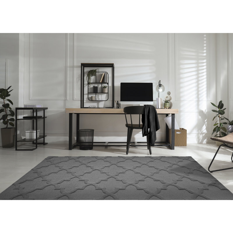 Tapis gris à motif géométrique Nasturtium, Rectangulaire 8 pi x 10 pi