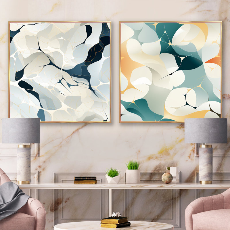Crystl - Ensemble de 2 collages carrés abstraits, H 30 po x l 61 po, Toile tendue