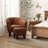 Janajah 28" W Faux Leather Upholstered Barrel Chair with Matching Ottoman (Set of 2) -94574407