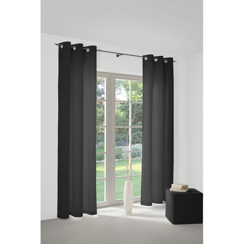 Polyester Blackout Grommet / Eyelet Curtain Panel, 142cm Width x 305cm Drop, Black