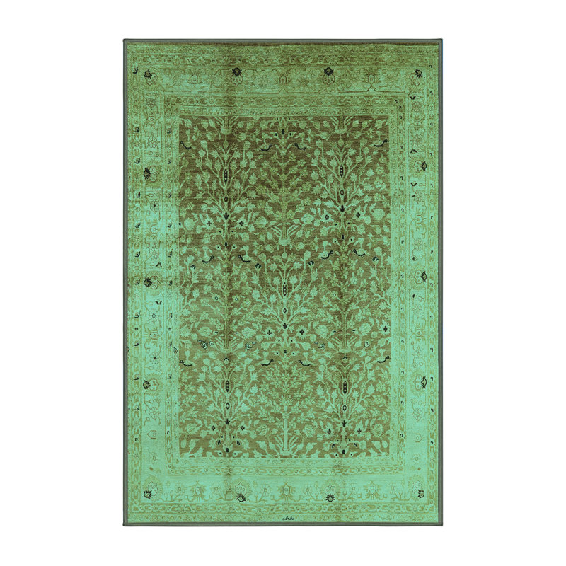 Tapis oriental en laine / polyester tissé à la machine en bleu / brun, Rectangle 5 pi x 8 pi