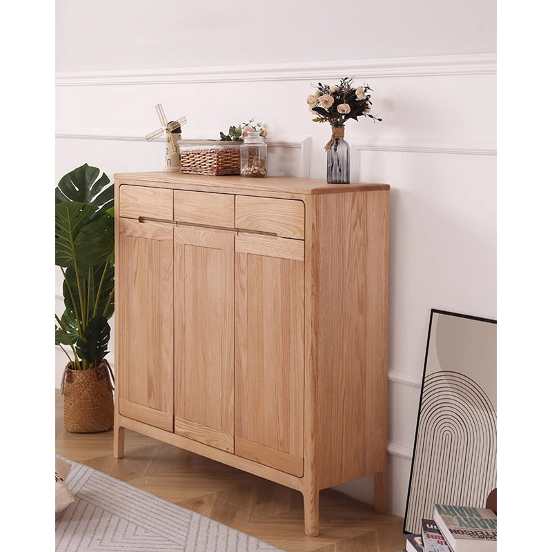 43.31" Tan Rectangular Solid Wood Shoe Storage, Tan