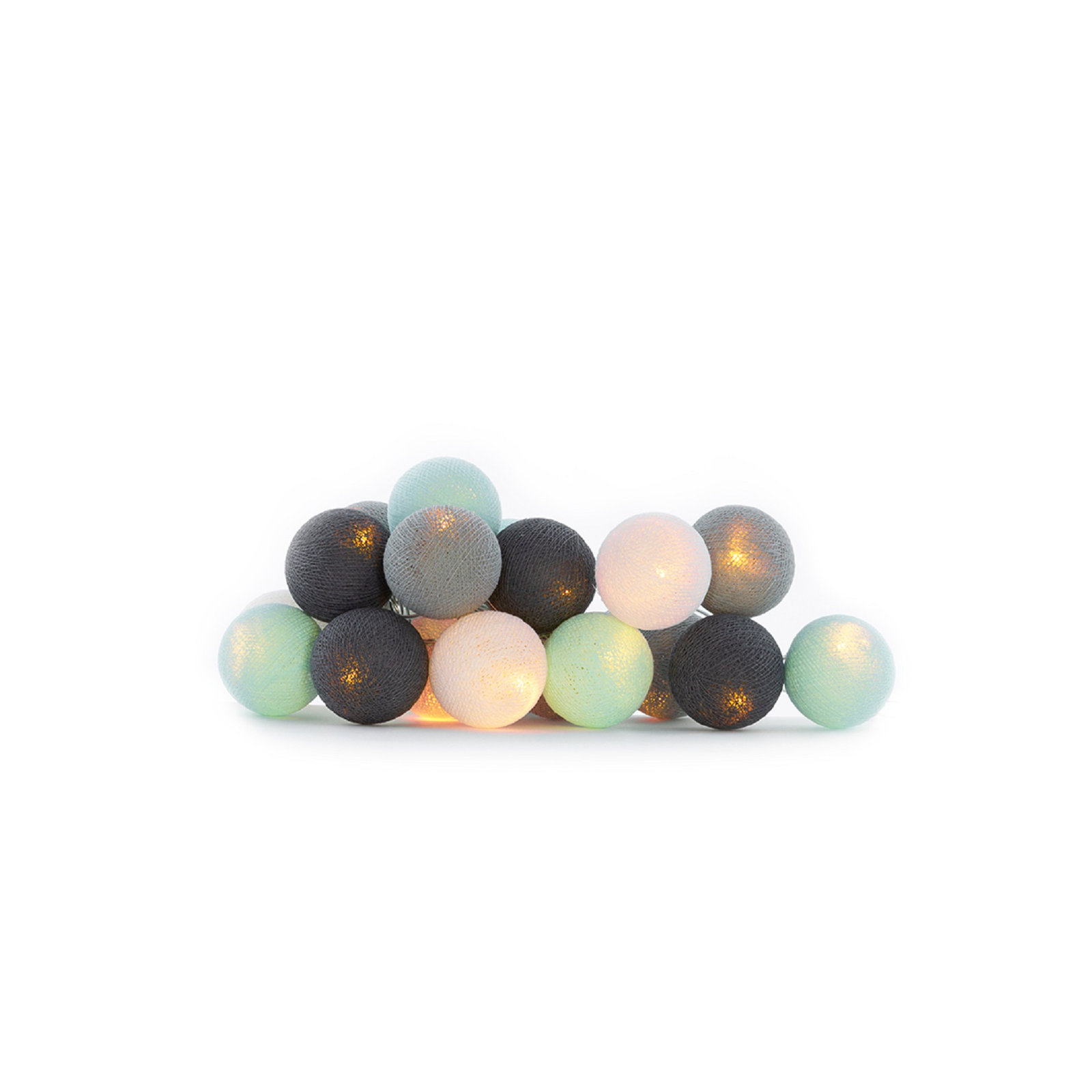 149'' Globe String Lights, Black/Mint/White, 5" H x 149" L x 5" D, 20 Lights
