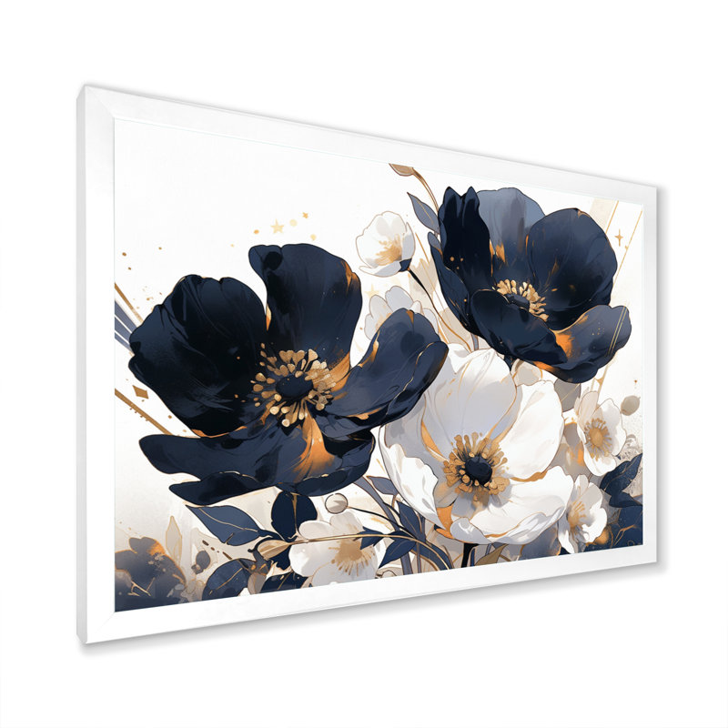 Brilliant Poppies IV - impressions sur toile florales, H 12 po x l 20 po x P 1 po, Cadre photo blanc
