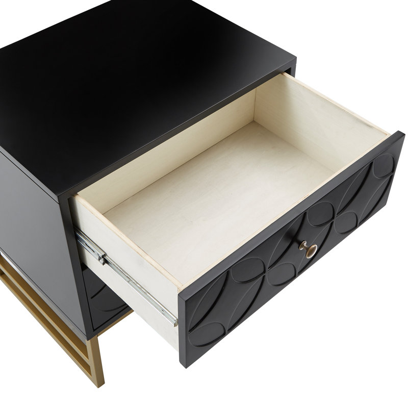 Keeya 23.5'' W Nightstand, Gold/Black
