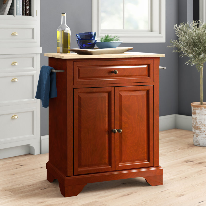 Hedon Wood Kitchen Cart, Classic Cherry