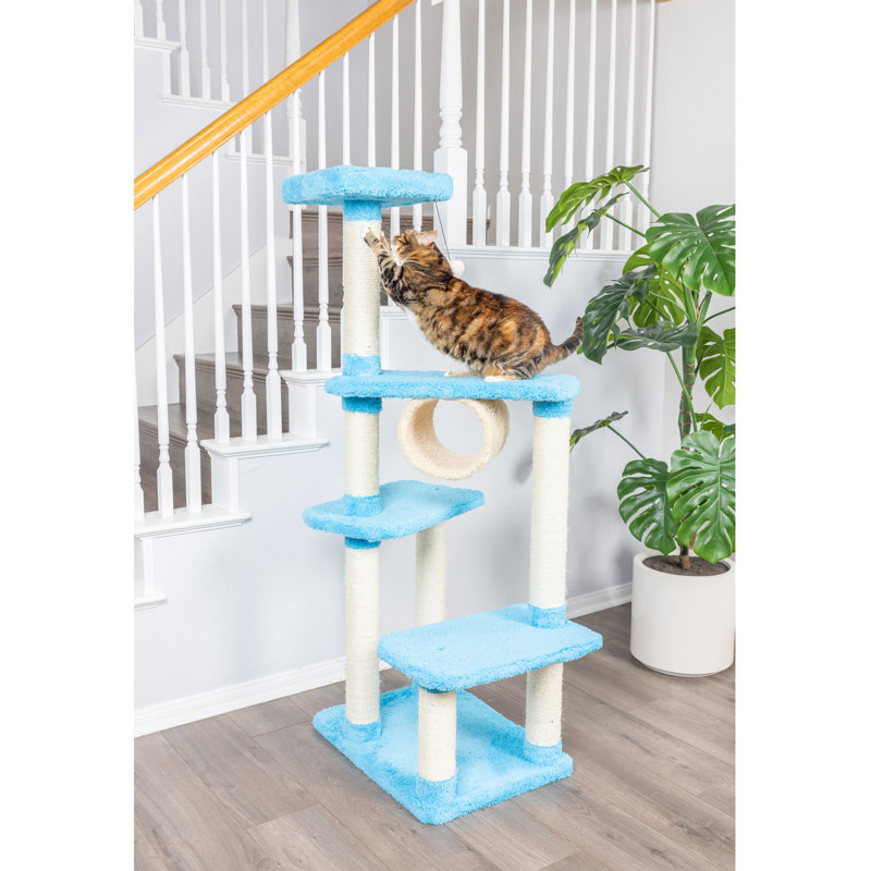 Sky Blue Multi-Level Cat Tree with Sisal Posts