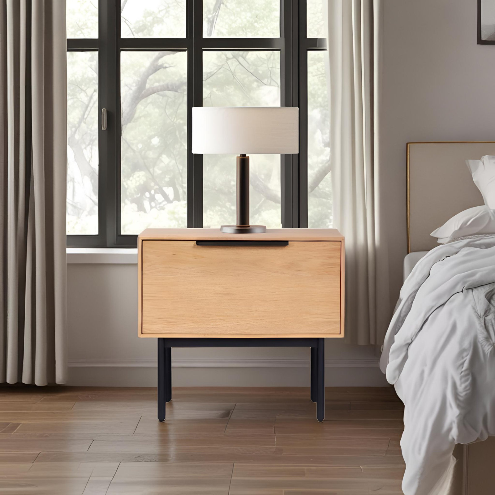 Ellis Mahogany Nightstand, Oak