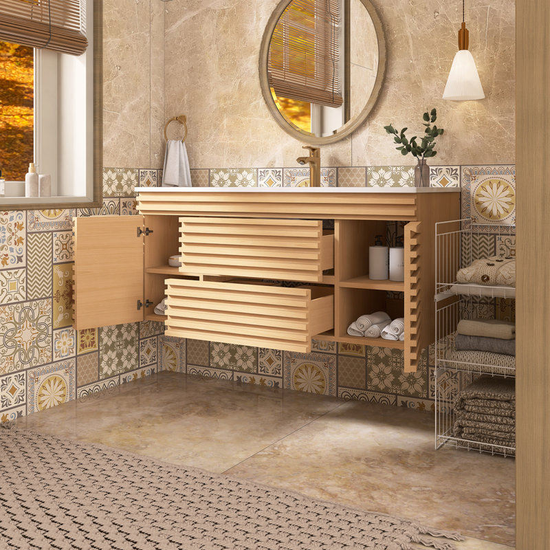 Meuble-lavabo simple 48 po avec comptoir en céramique