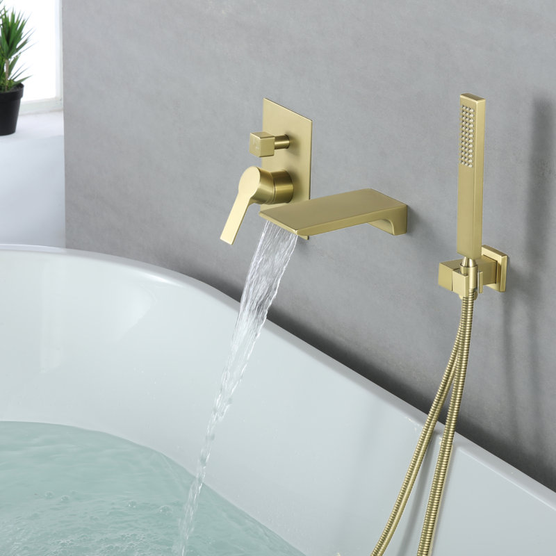 Système de douche à 2 fonctions avec douchette et bec de baignoire, Brushed Gold