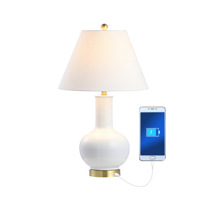 Lampe de table en laiton doré 27 po avec USB