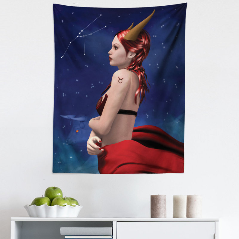 Taurus Girl with Horns Wall Hanging, 71.12cm H x 58.42cm W