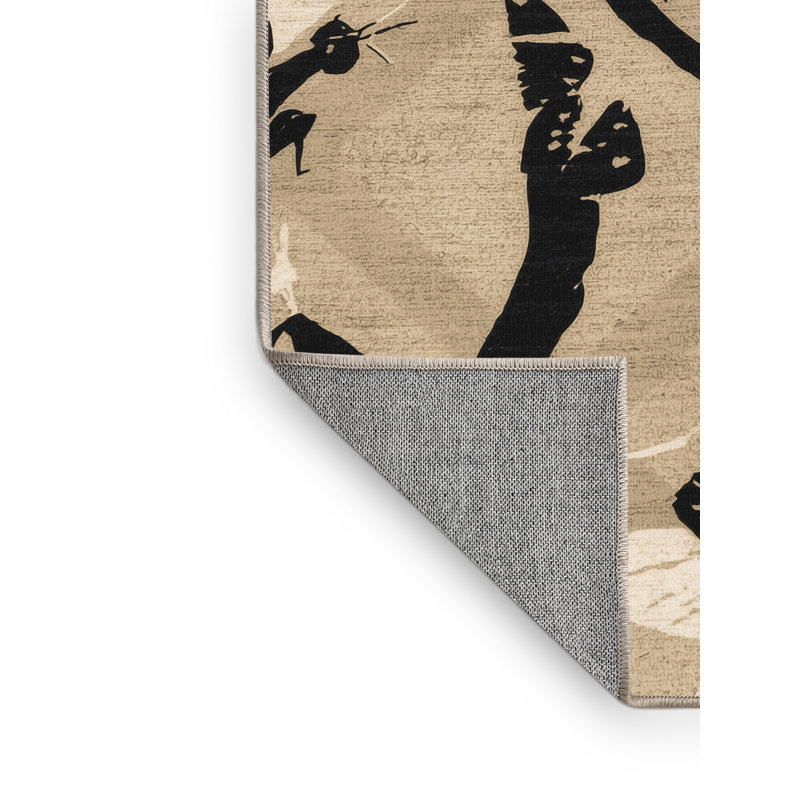 Machine Washable Peirsen Praying Mantis Traditional Trellis Rug in Brown – Beige Binding, 4x6