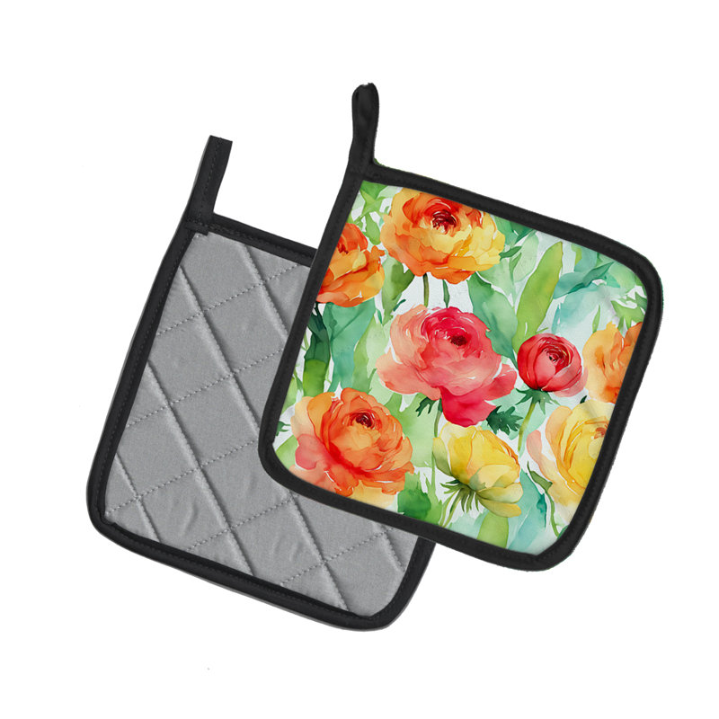 Caroline's Treasures Floral Polyester Potholder Set
