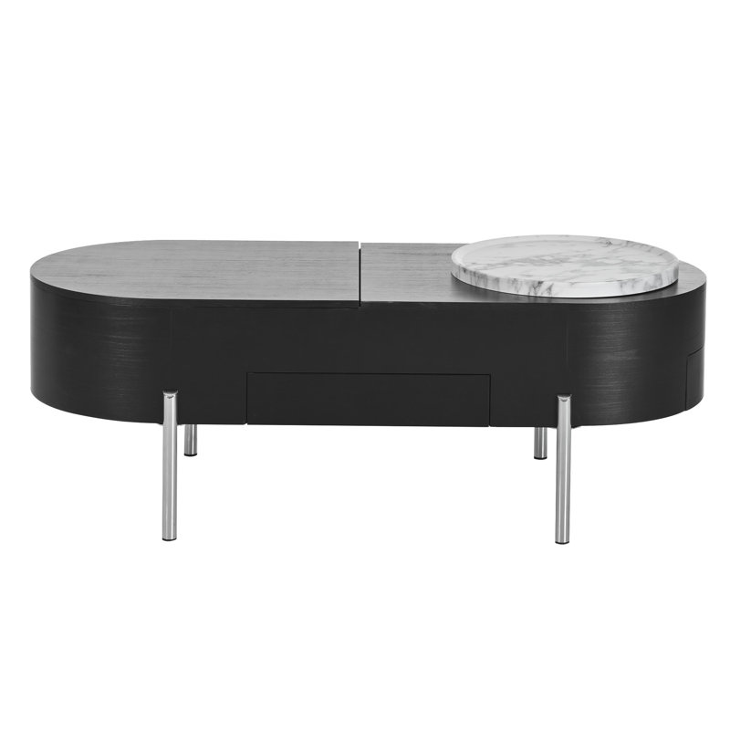 Table basse à plateau relevable moderne avec compartiment caché et plateau rotatif à 360 degrés pour une utilisation intelligente de l'espace