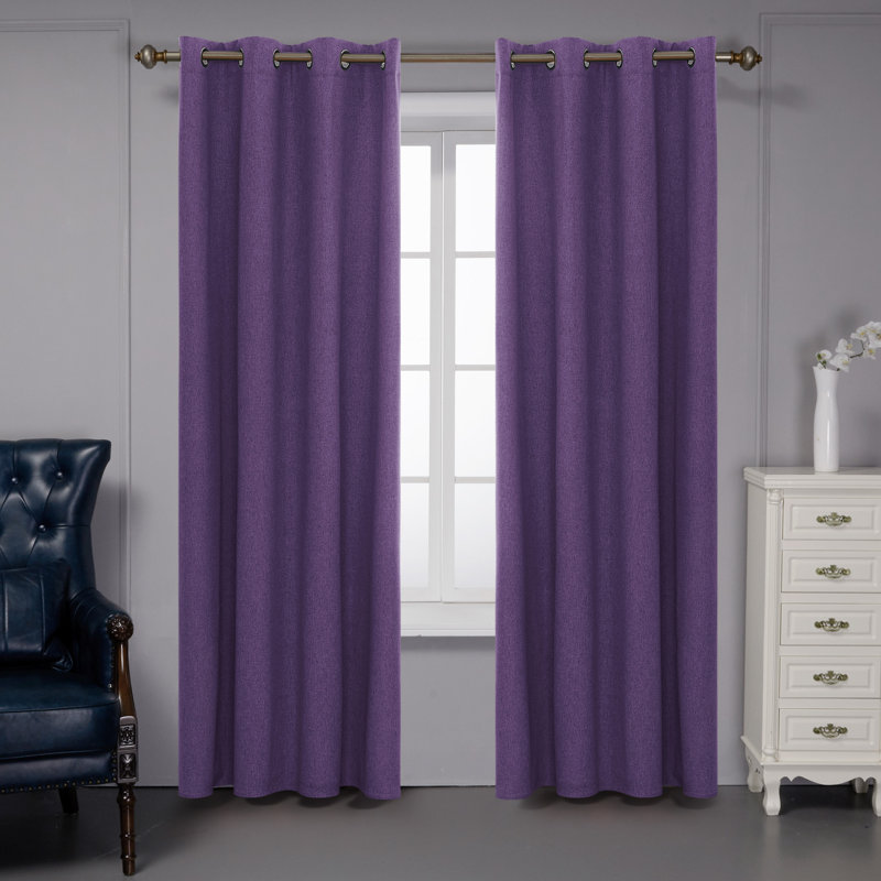 Ipswich Blackout Thermal Grommet Curtain Panels, 52" W x 95" L, Purple Grape