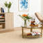 Table basse ronde en verre double plateau de 88 cm (34,6 pouces) avec espace de rangement et structure en métal doré de style luxueux.
