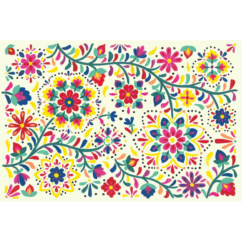 Floral Fiesta White I - impression sur toile tendue, H 32 po x l 48 po
