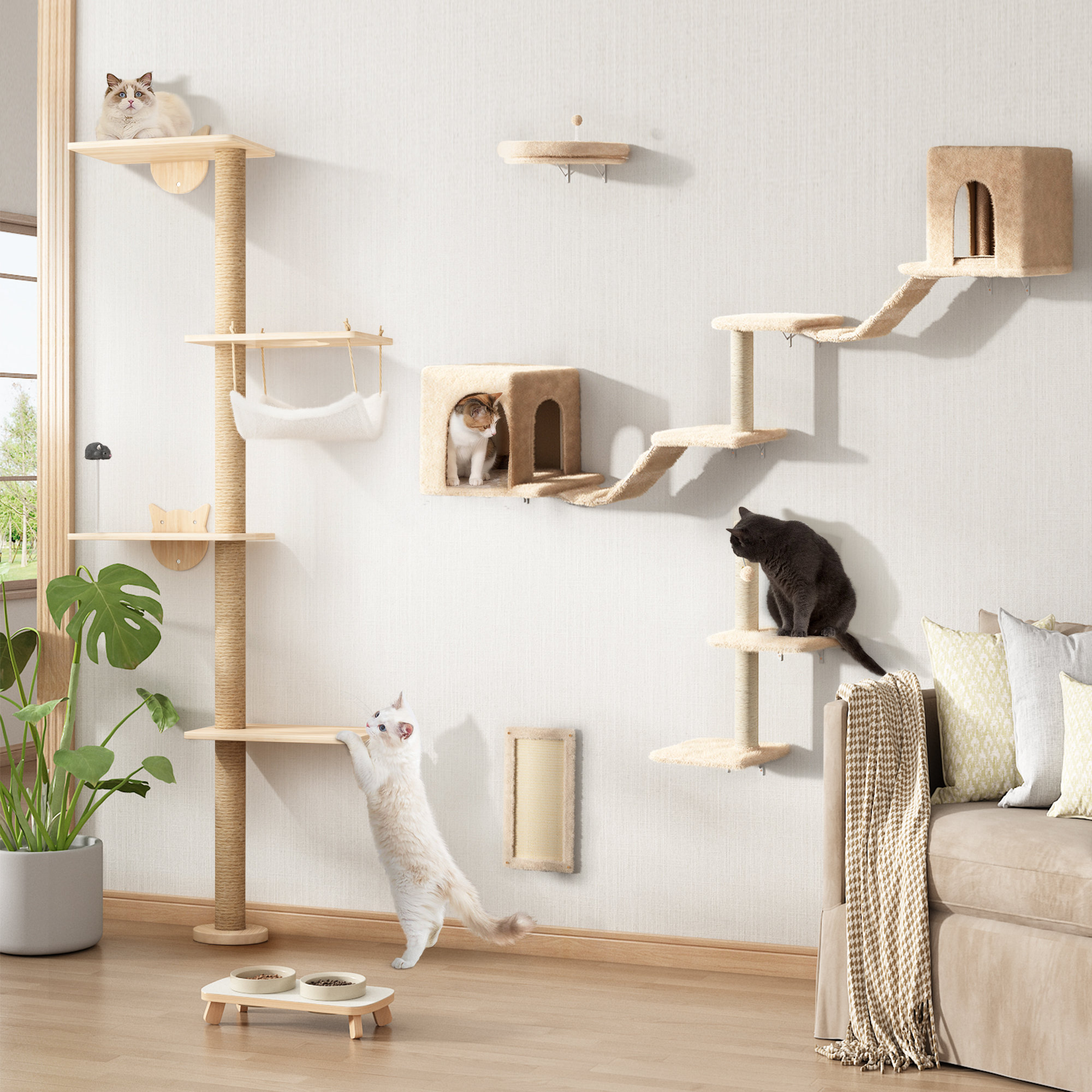 Tucker Murphy Pet™ Darkiel 7pcs Wall-mounted Cat Tree Shelves Climbing ...