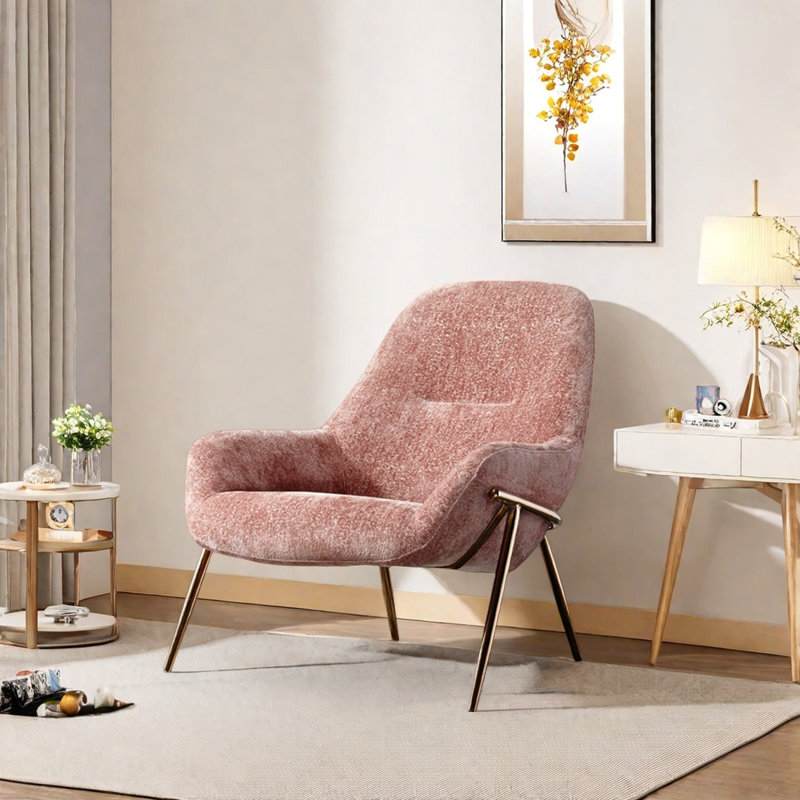 Chaise en mousse haute densité avec pieds plaqués or, Gris