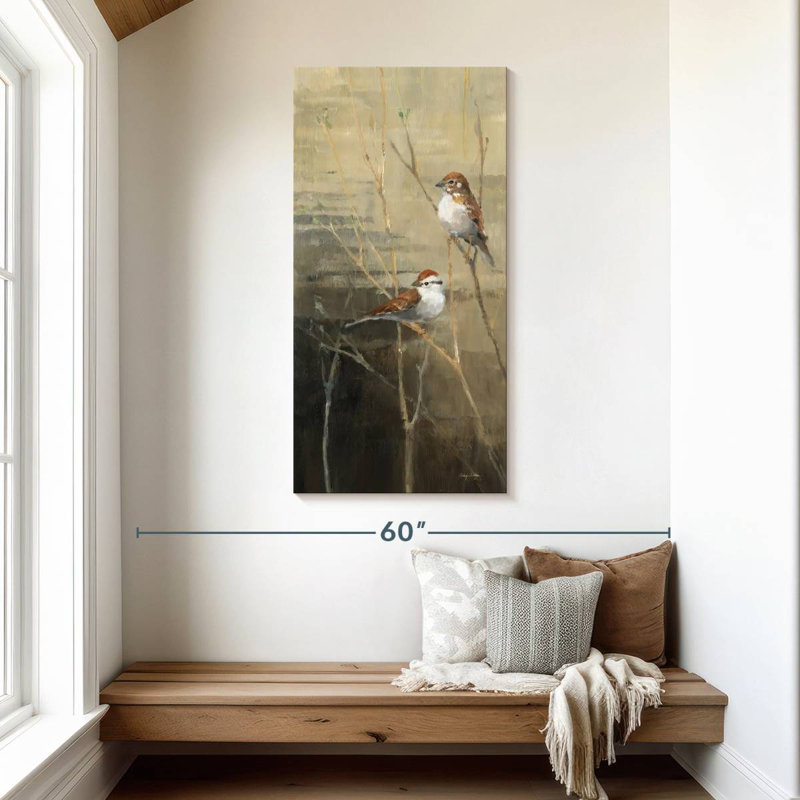Sparrows At Dusk, 48" H x 24" W