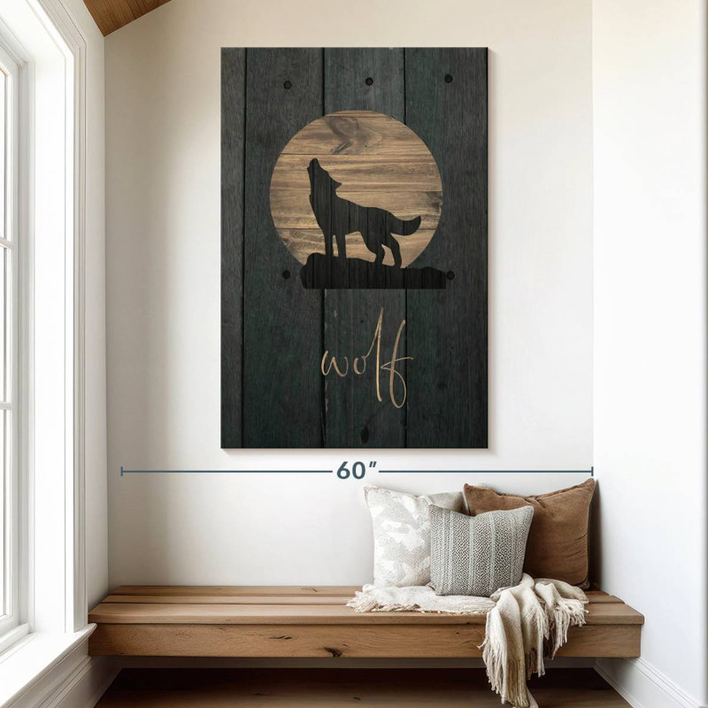 Brampt Wilderness Wood Wolf, 51" H x 34" W