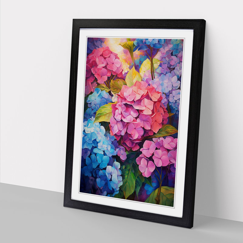 Hydrangea Expressionism - Framed Print, 34cm H x 25cm W x 2cm D, Black