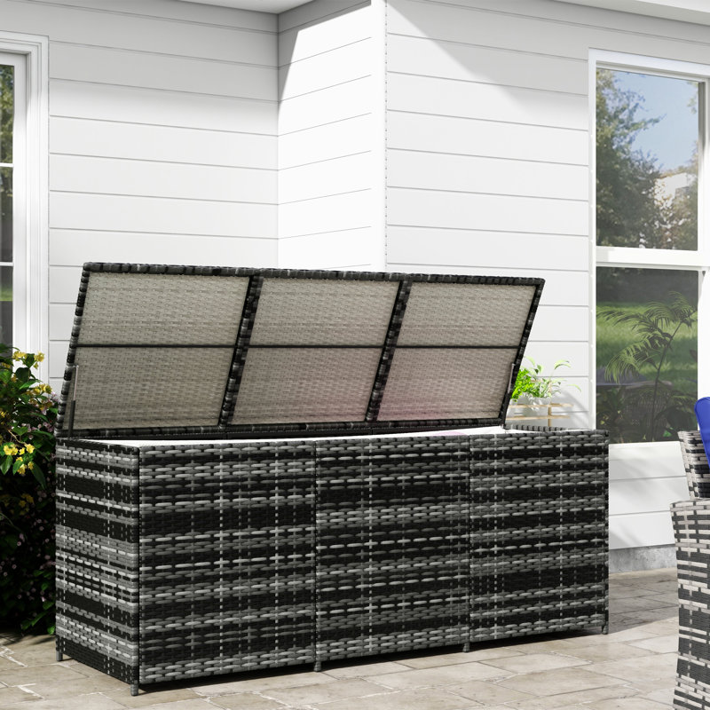 Boîte de rangement d'extérieur de 175 gallons avec doublure intérieure Outsunny, Gris