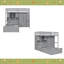 Lit superposé simple avec tiroirs, garde-robe, tablettes de rangement et lit hydraulique-459437300