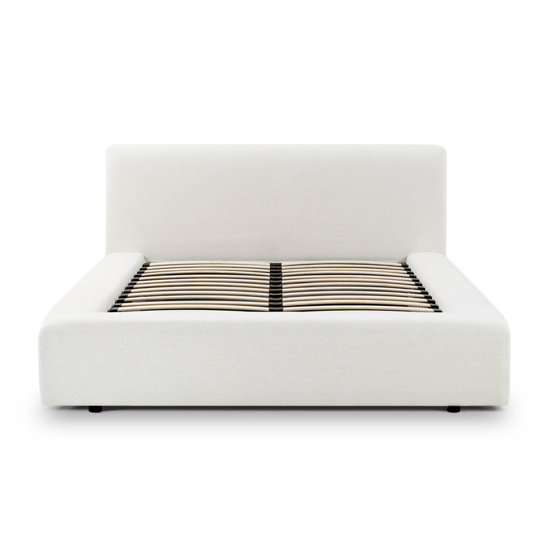 Meena Cream Upcycled Linen Storage Bed, Queen