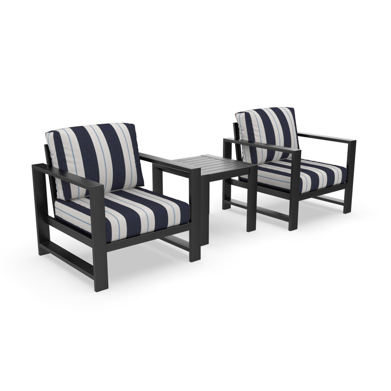 Dulcie 2-Person Seating Set With Sunbrella® Cushions, Blue/White