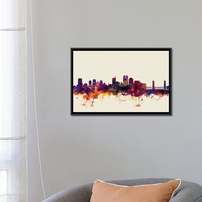 " Sacramento, California, USA On Beige " by Michael Tompsett