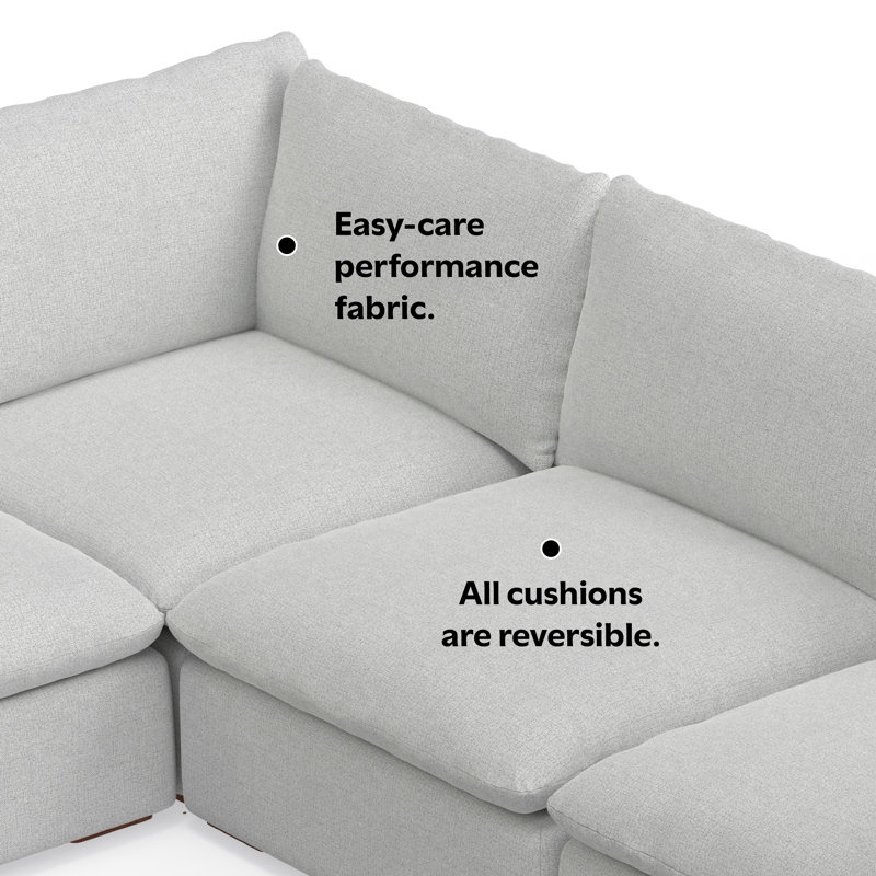 Maud Modular Sofa and Ottoman Set 125-inch-wide L-Shaped Sofa and Matching 36-inch-wide Table Ottoman for Living Room