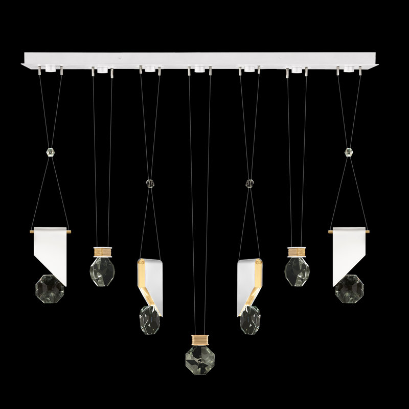 Luminaire suspendu linéaire l 60 po Aria, Blanc / doré