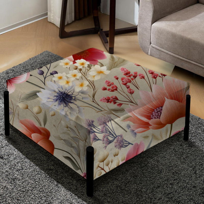 Motif floral pastel de campagne anglaise - Grand repose-pieds carré floral
