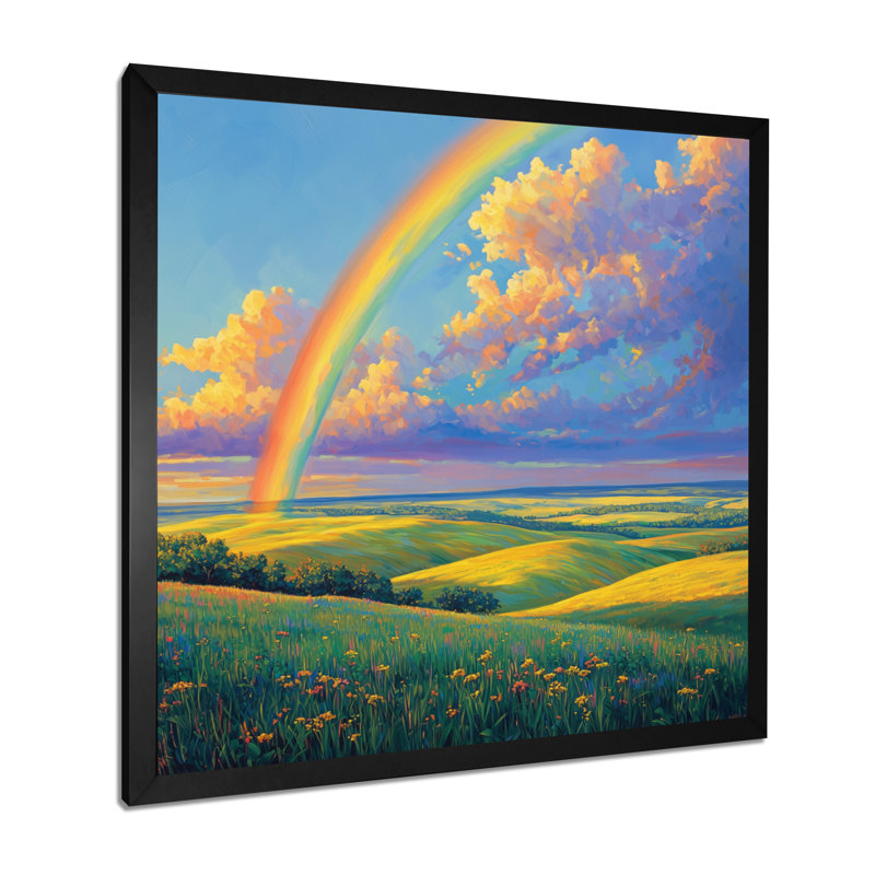 Giel Rainbow Over The Windy Plains I - art mural arc-en-ciel pour le salon, H 16 po x l 16 po, Noir, noir, noir, noir