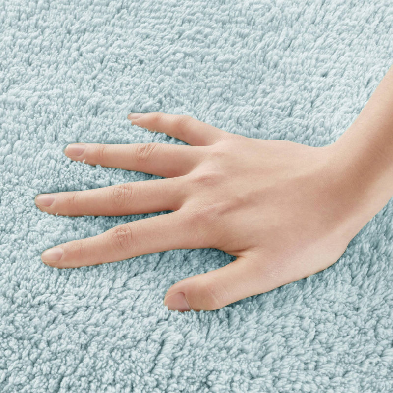 1 PCS 24X44" 100% Cotton Tufted 3000 GSM Reversible Bath Rug, Aqua, Single - 44" L x 24" W