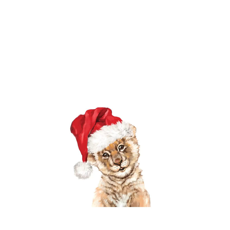 Christmas Baby Lion 1 Piece Wrapped Canvas Wall Art, 101.6 cm H x 66.04 cm W x 3.175 cm D